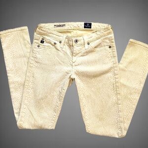 Adriano Goldschmied yellow/white snakeskin‎ super skinny jeans Sz 27R